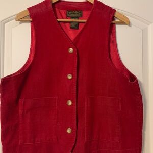 Eddie Bauer Red Corduroy Medium Lined Vest